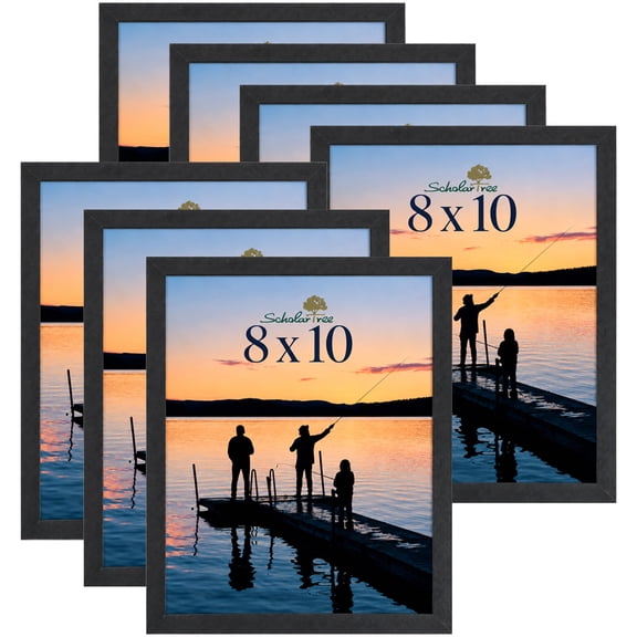 Scholartree 7 Pack 8x10 Picture Frame Rustic Photo Frame Set for Wall or Tabletop Display, Black
