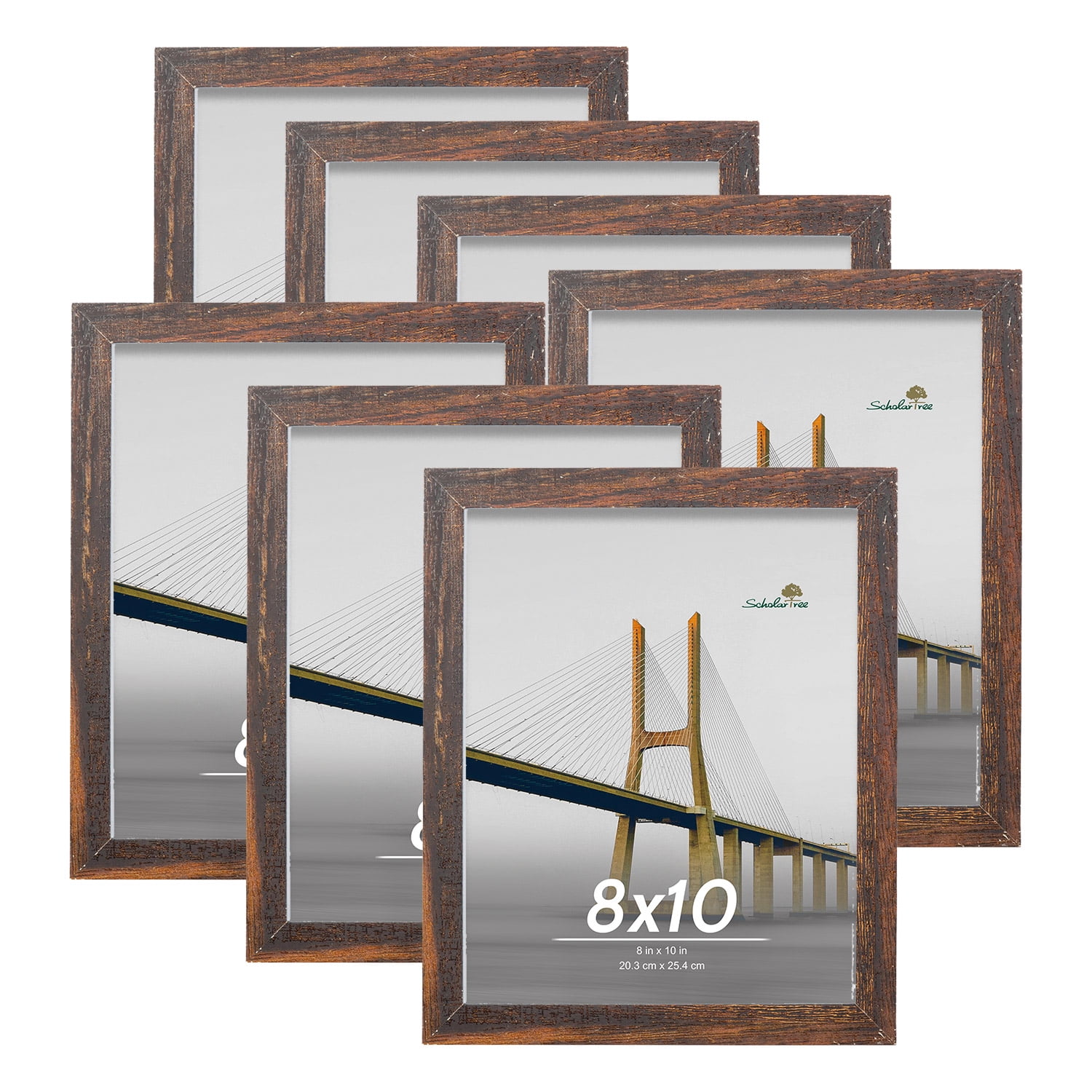 Scholartree 7 Pack 8x10 Picture Frame Rustic Photo Frame Set for Wall or Tabletop Display, Brown Oak - Walmart.com