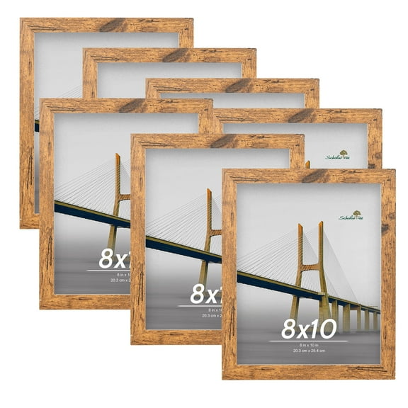 Scholartree 7 Pack 8x10 Picture Frame Rustic Photo Frame Set for Wall or Tabletop Display, Brown