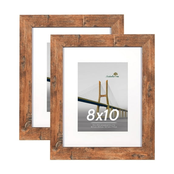 Scholartree 8 x 10 Wood Picture Frames Set of 2- Front Loading Basic Tabletop Picture Frame, Brown