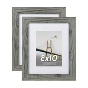 Scholartree 8 x 10 Wood Picture Frames Set of 2- Front Loading Basic Tabletop Picture Frame, Gray