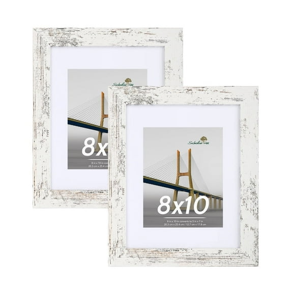 Scholartree 8 x 10 Wood Picture Frames Set of 2- Front Loading Basic Tabletop Picture Frame, Whtie