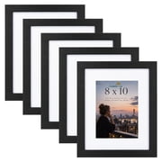 Scholartree 8 x 10 Wood Picture Frames Set of 5- Front Loading Basic Tabletop Picture Frame, Black