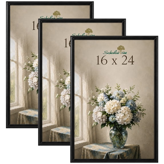 Scholartree Black Picture Frames, 16x24 Poster Frames Set of 3 for Gallery Wall