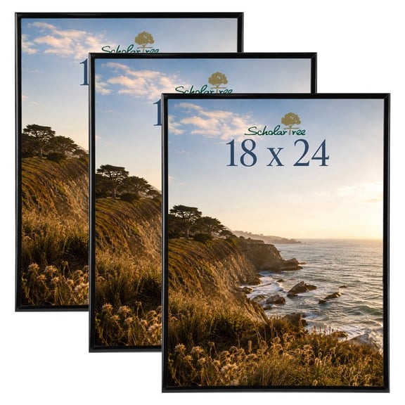 Scholartree Gallery Wall Poster Frames, 18x24 Picture Frames Set of 3, Black