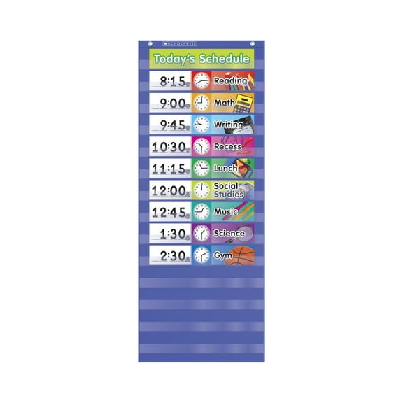 Scholastic Daily Schedule Pocket Chart, 13 x 33 Inches