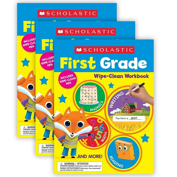 Scholastic First Grade Wipe Clean Workbook Pack of 3 (SC-1338887602-3)