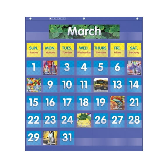 Scholastic Monthly Calendar Pocket Chart, 25 x 27-3/4 Inches