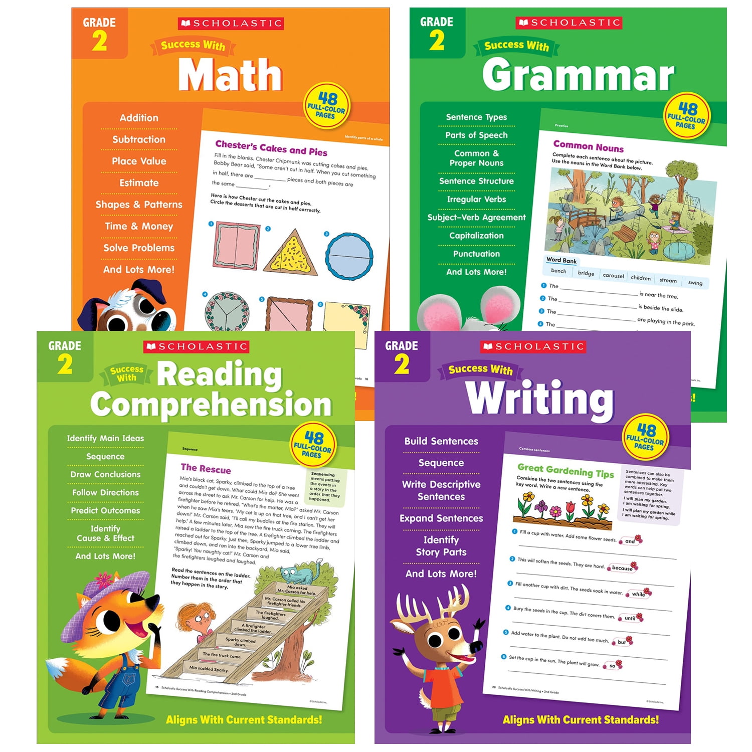 Scholastic Second Grade Success Workbooks, 4 Book Set (Second Edition) (Paperback)