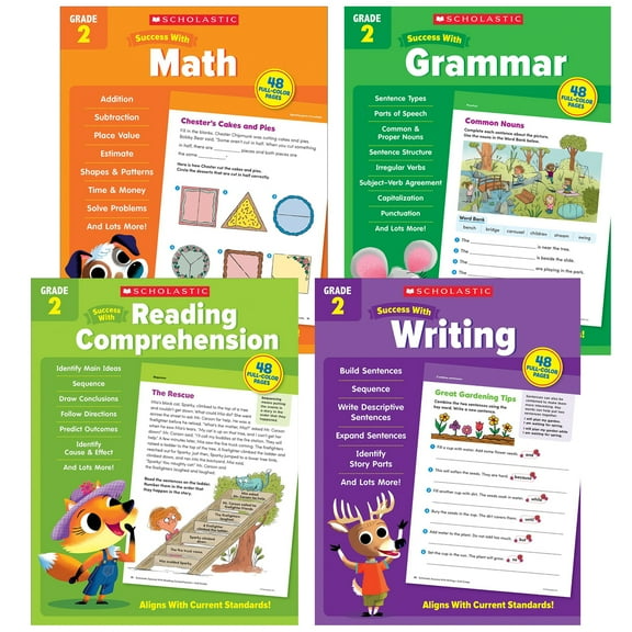 Scholastic Second Grade Success Workbooks, 4 Book Set (Second Edition) (Paperback)