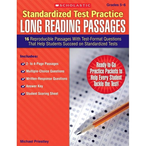 Pre-Owned Standardized Test Practice: Long Reading Passages: Grades 5-6: 16 Reproducible Passages with Test-Format Questions That Help Students Succeed on Standardized Tests (Paperback)