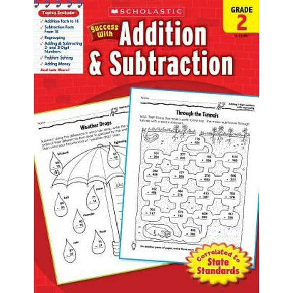 Pre-Owned Scholastic Success with Addition & Subtraction: Grade 2 Workbook (Paperback) 0545200970 9780545200974