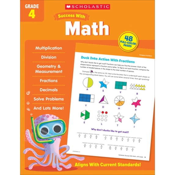 Pre-Owned Scholastic Success with Math Grade 4 Workbook (Paperback) 1338798529 9781338798524