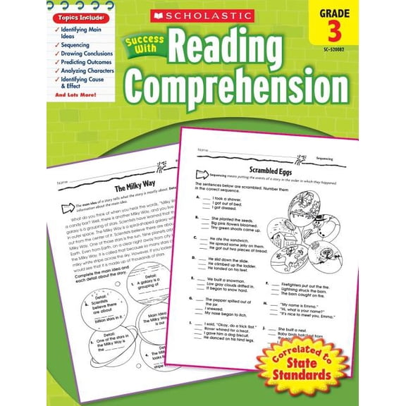 Pre-Owned Scholastic Success with Reading Comprehension, Grade 3, 9780545200820, 0545200822, Paperback,