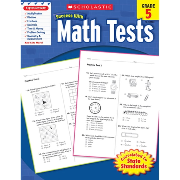 Pre-Owned Scholastic Success with Math Tests: Grade 5 Workbook (Paperback) 0545200644 9780545200646