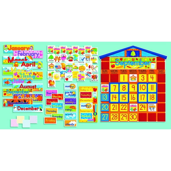 Scholastic Teaching Solutions All-In-One Schoolhouse Calendar Bulletin Board Set, 2 Sets