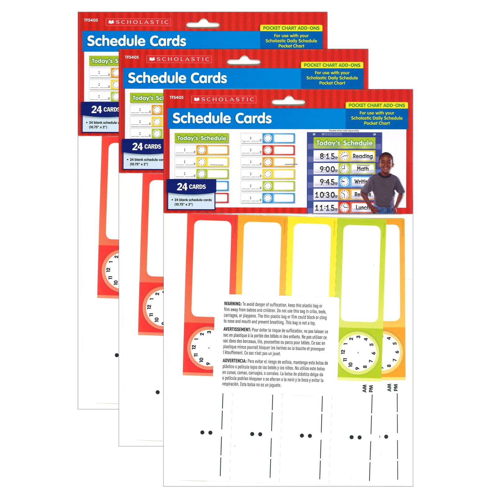 Scholastic Teaching Solutions Schedule Cards, Pocket Chart Add-Ons, 24 ...