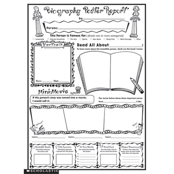 Scholastic Teaching Resources  Instant Personal Poster Sets Biography Report