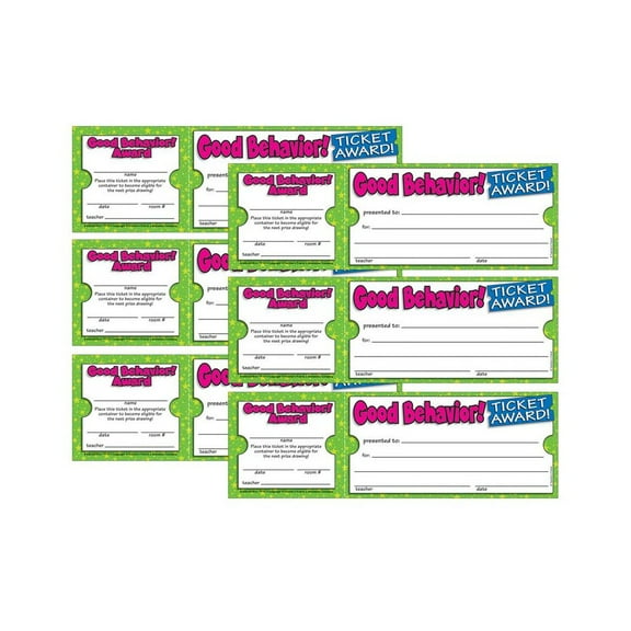 Scholastic Teaching Solutions Ticket Awards Good Behavior, 100 Per Pack, 6 Packs