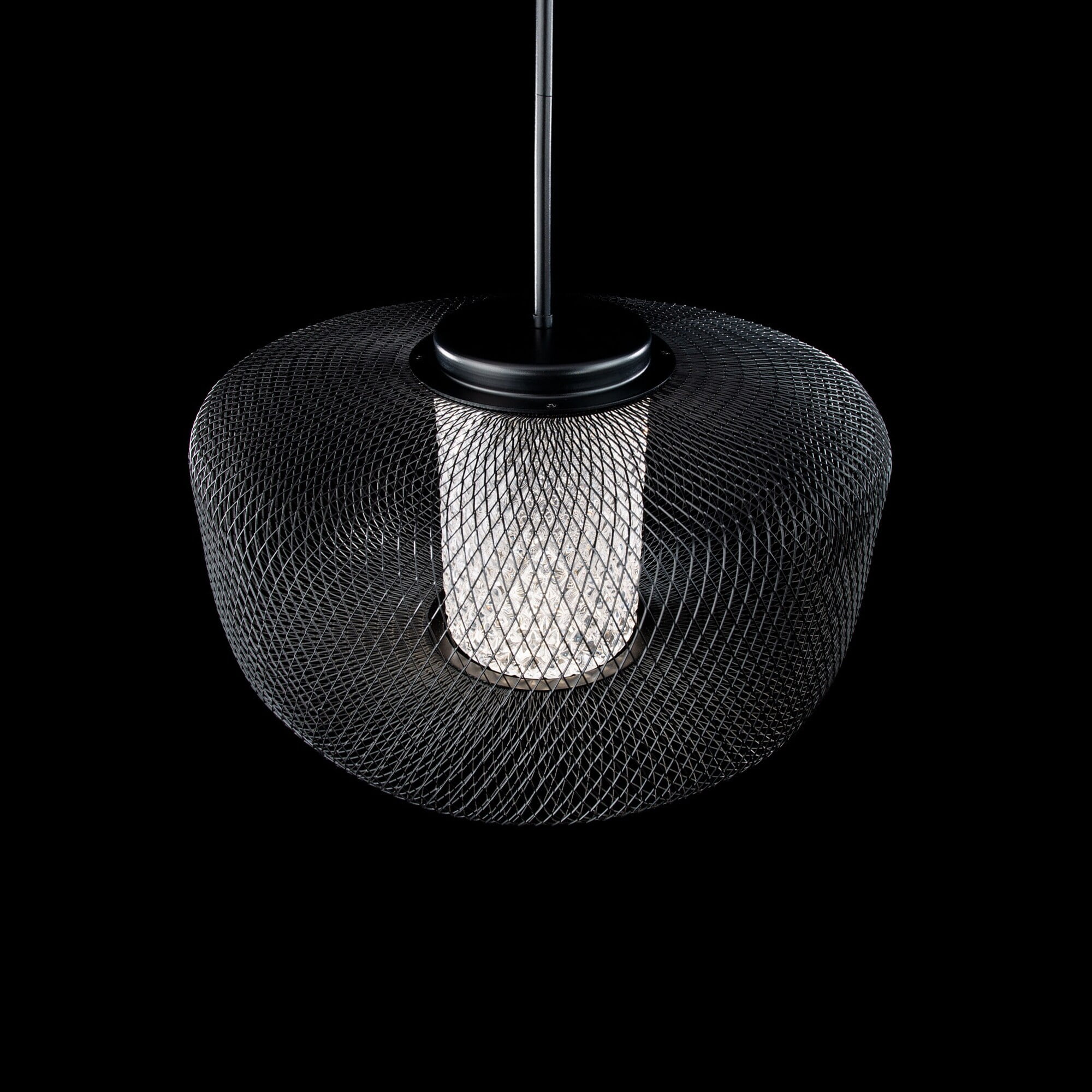Black Crystal LED Indoor/Outdoor Drum Pendant Light