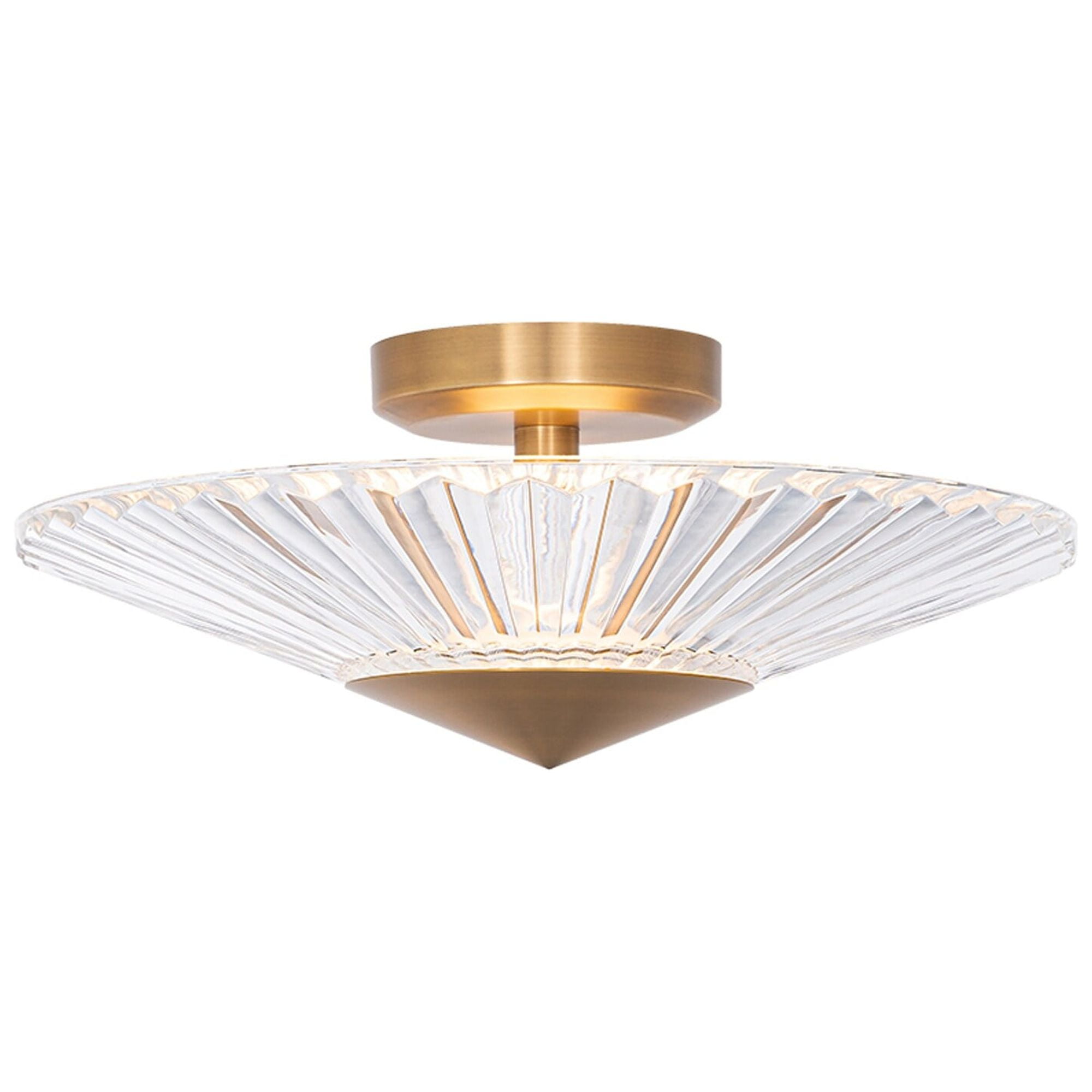 Aged Brass Crystal LED Semi-Flush Mount Light