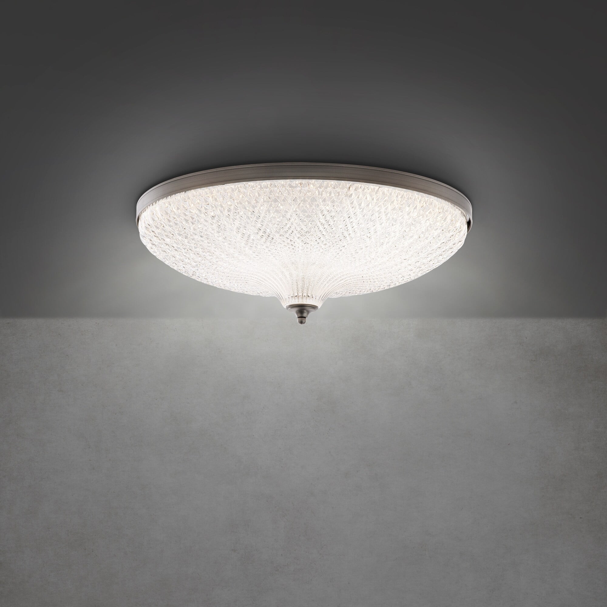 Antique Nickel Optic Crystal LED Flush Mount Light