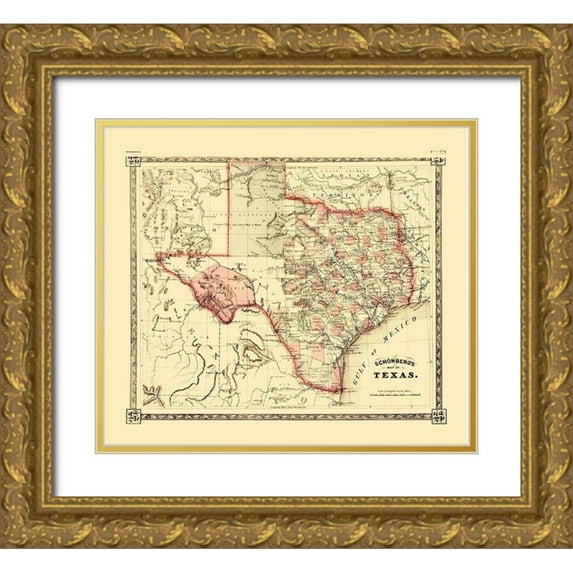 Schonberg 17x15 Gold Ornate Wood Framed with Double Matting Museum Art Print Titled - Texas - Schonberg 1867