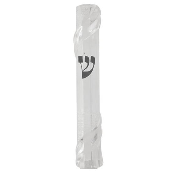 Schonfeld Collection  15 cm Plastic Clear Mezuzah with Rubber Plug