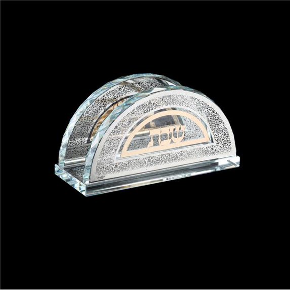 Schonfeld Collection 230810 2.5 x 5.5 in. Crystal Napkin Holder with Gold & Silver Plates
