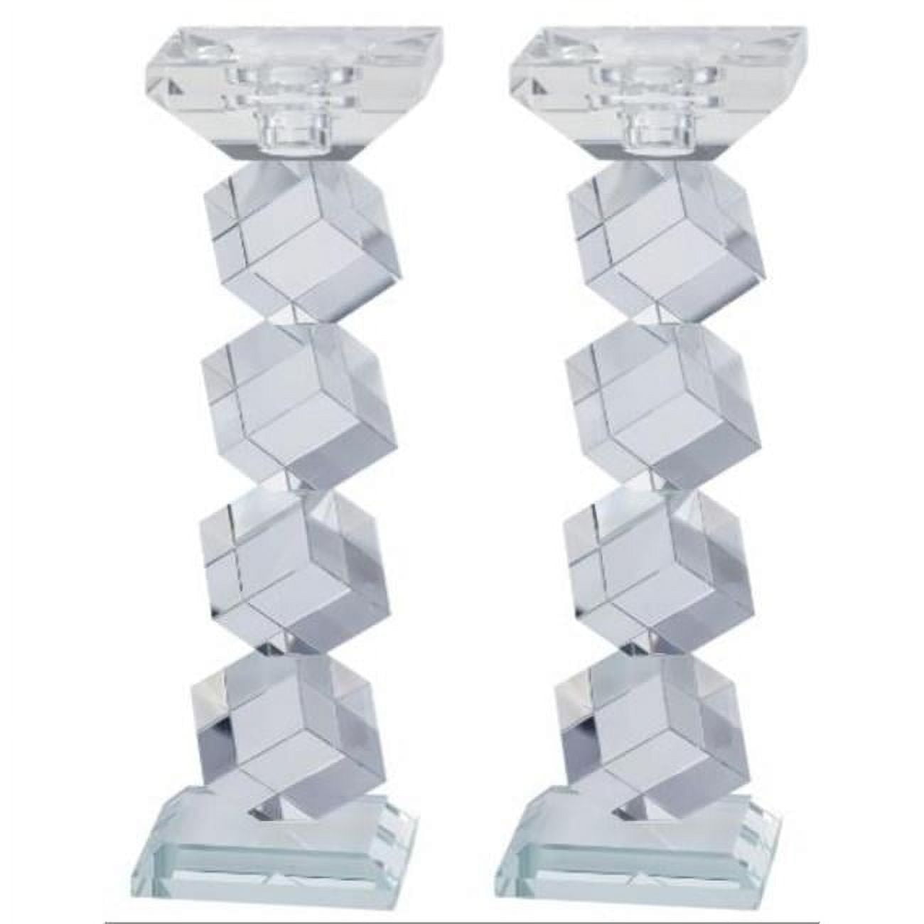 Schonfeld Collection 9.5" Clear Crystal Tea Light Holders and Candlesticks Set