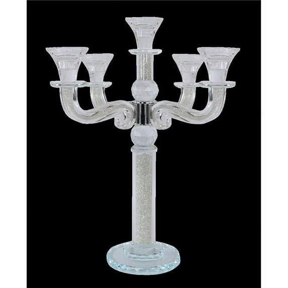 Schonfeld Collection ZX7635C 15.5 in. Classic Style 5 Branch Clear Filling Crystal Candelabra