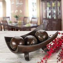 Schonwerk Brown Decorative Bowl for Home Decor - Dining Room Centerpiece - Coffee Table Decor for Living Room - 10" Resin Bowl - House Decor Decorations or Key Bowl for Entryway