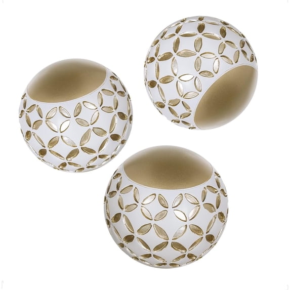 Schonwerk Diamond Lattice Decorative Orbs for Bowls and Vases (Set of 3) Resin Spheres Balls for Living, Dining Room Decor - Coffee Table Centerpiece Home Decor - Great Gift Idea