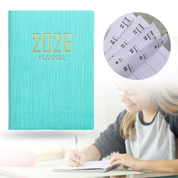 SchooI Pocket Notebook, Daily Plan Organizer – Travel Diary Function, 2026 Planner, Green