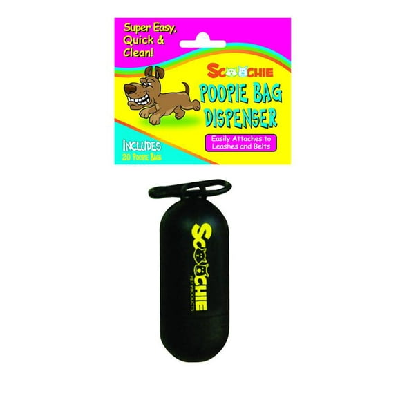 Scoochie Poop Dispenser With Refill Roll Bag and Header