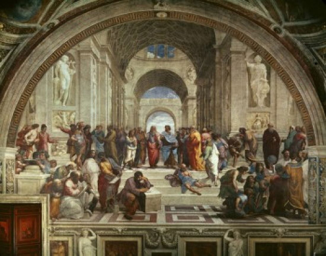 The School of Athens  1509-11 Raphael (1483-1520 Italian)  Fresco Stanza della Segnatura Palazzi Pontifici Vatican City Canvas Art - Raphael (18 x 24)