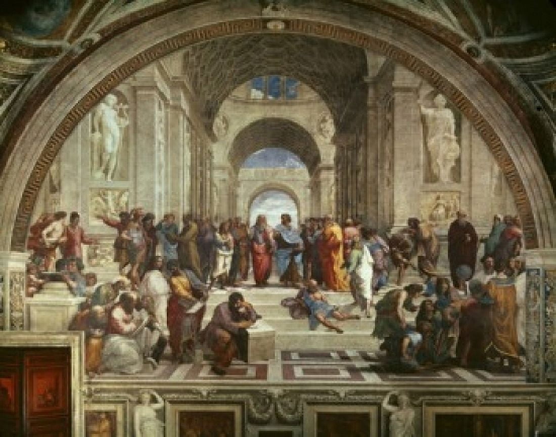 The School of Athens 1509-11 Raphael (1483-1520 Italian) Fresco Stanza della Segnatura Palazzi Pontifici Vatican City Canvas Art - Raphael (24 x 36)
