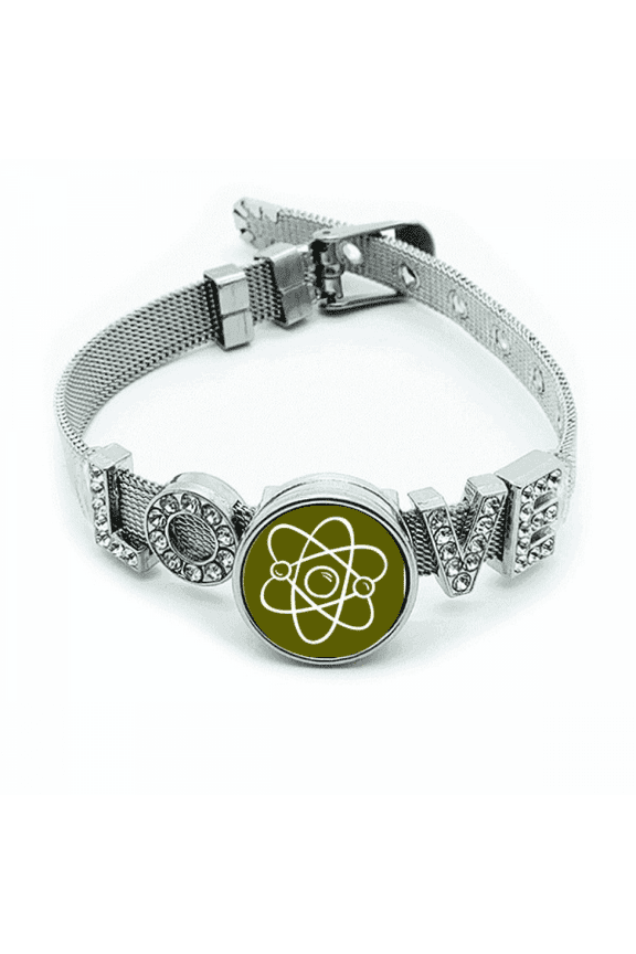 School Atoms Around Electronic Physics Bracelet Wristband Crystal Love Adjustable Bangle