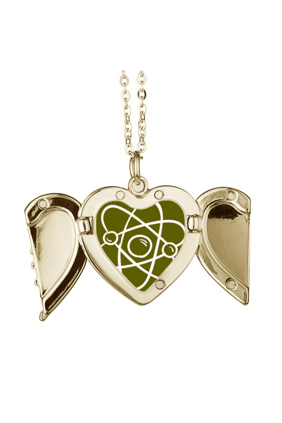 School Atoms Around Electronic Physics Folded Wings Peach Heart Pendant Necklace