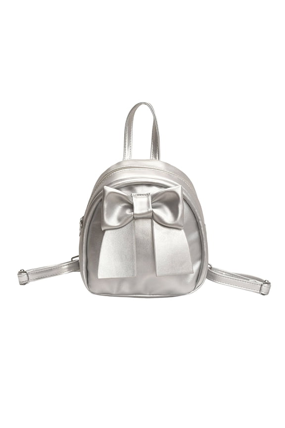 School Backpack 3D Bowknot Decor Mini Backpack Large Capacity Multi Zipper Adjustable Strap Commute Daypack