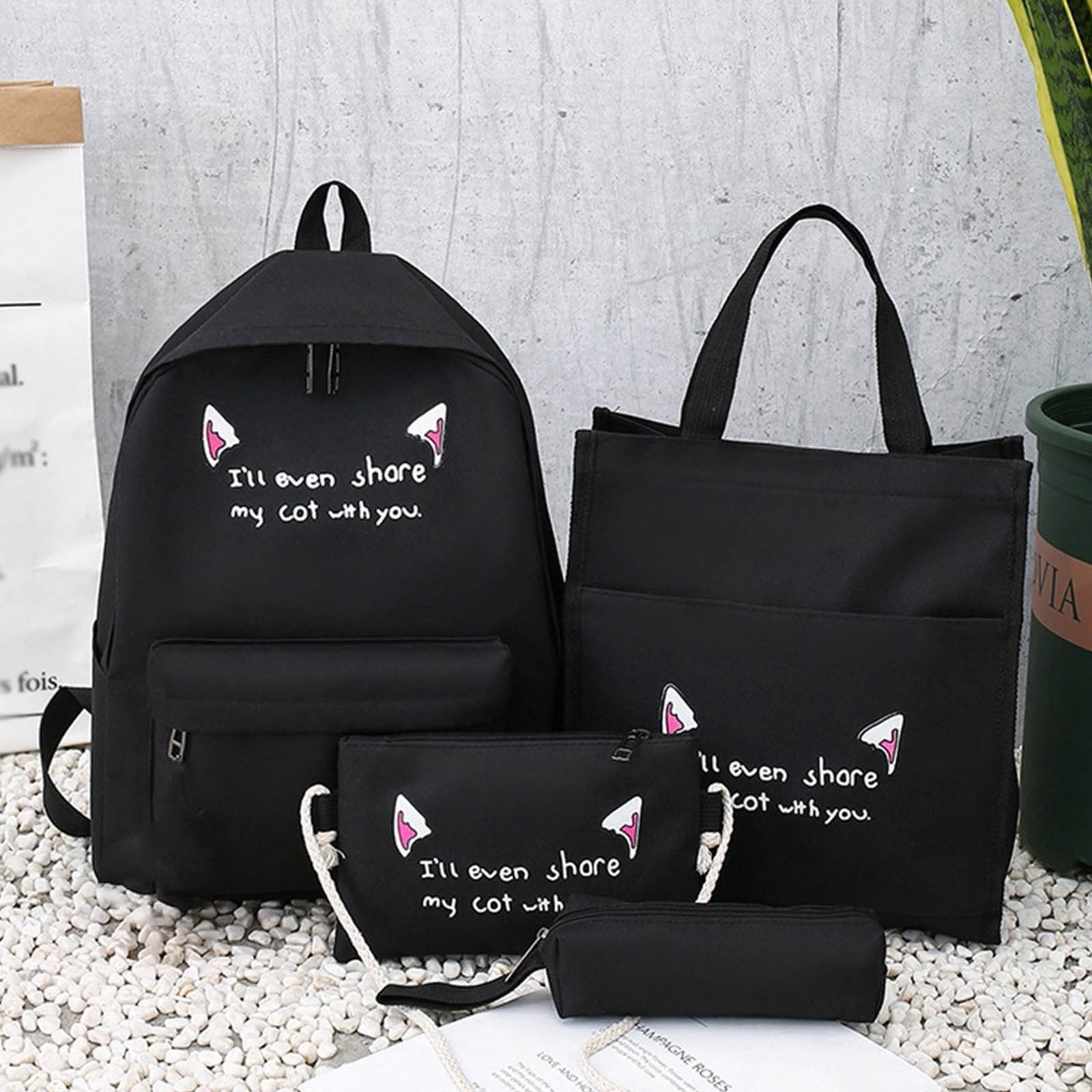 School Backpack 4 Piece Set Campus Student Backpack Waterproof Cloth