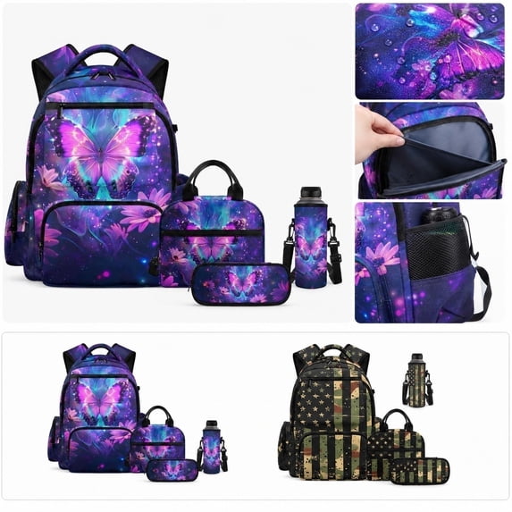 School Backpack - 4Pcs Backpack Set Cute Bookbag Middle School Backpacks for Teen Bookbag School Bags 4 Set