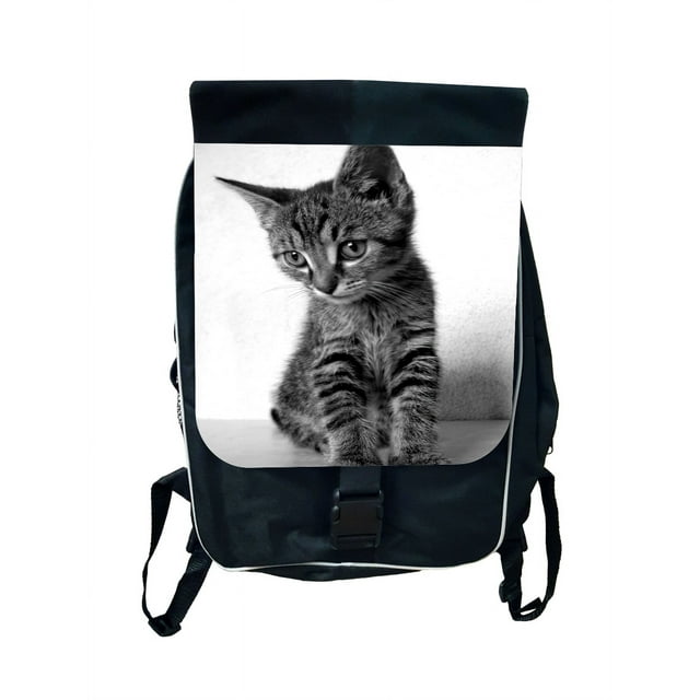 School Backpack Cat Kitten Grey Large School Backpack