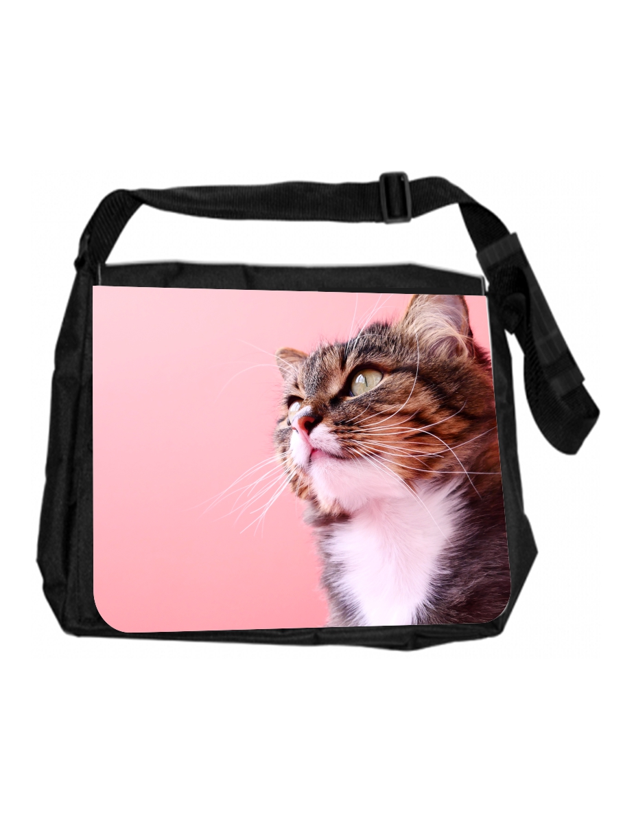 School Backpack Cat Kitten on Pink Kids Messenger Bag for School - image 1 of 4