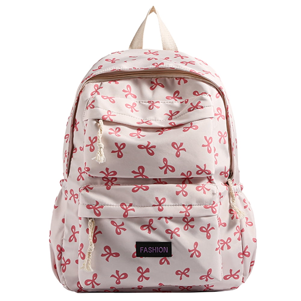 School Backpack Clearance! Bow Print Nylon School Backpack, Large