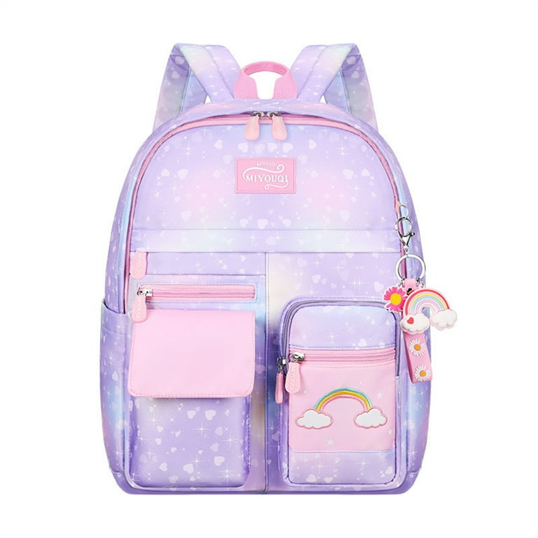 School Backpack Cute Gradient Colorful School Bag for Girls Violet