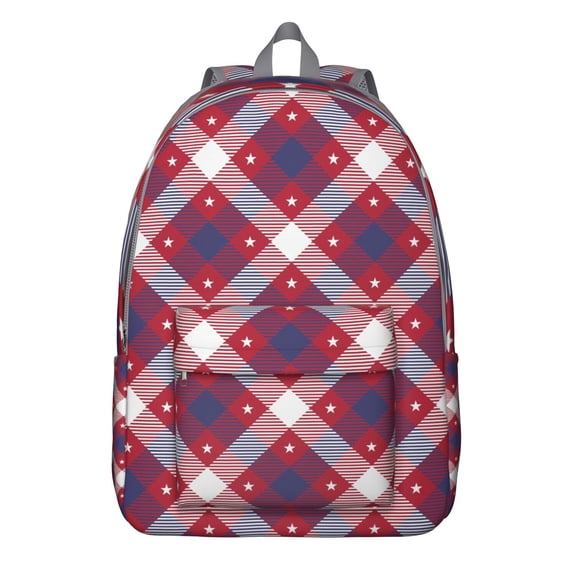 School Backpack Featuring Rustic Farmhouse Buffalo Plaid – Vintage Checkered and Striped Fusion Patterns, Lightweight and Water-Resistant