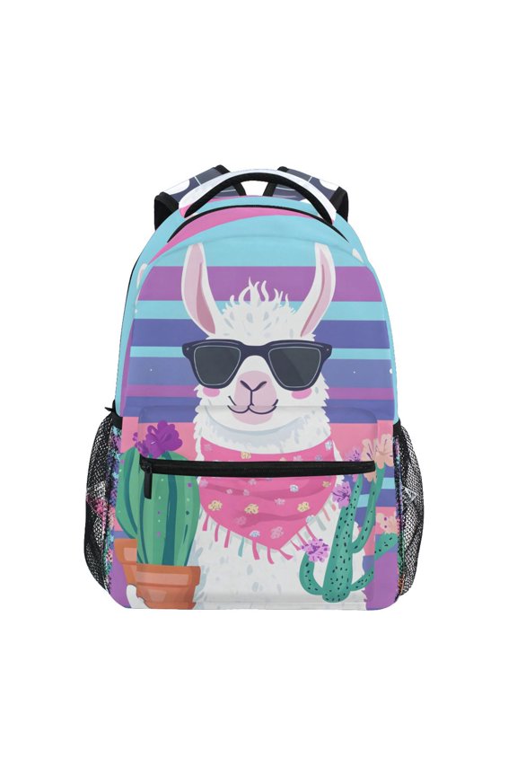 School Backpack Lightweight Multipocket College High Middle Student Bag 15L Alpaca Holding Cactus