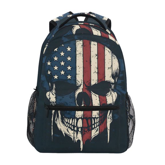 School Backpack Lightweight Multipocket College High Middle Student Bag 15L American Skull