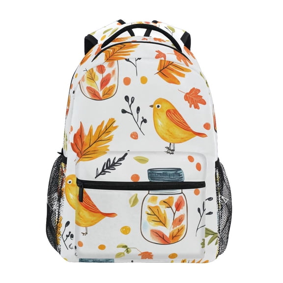 School Backpack Lightweight Multipocket College High Middle Student Bag 15L Bird Leaf Jar